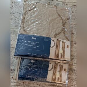 Pier 1 Drapery Pair Jute Curtain Rod Pocket 48" x 84" NEW Nuetral 2 For 1 Beach